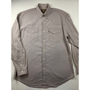 Wyoming Traders Mens Shirt Sz Large Gray 100% Cotton Long Sleeve Button Up